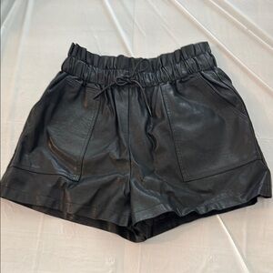 Black Faux Leather Women's Shorts